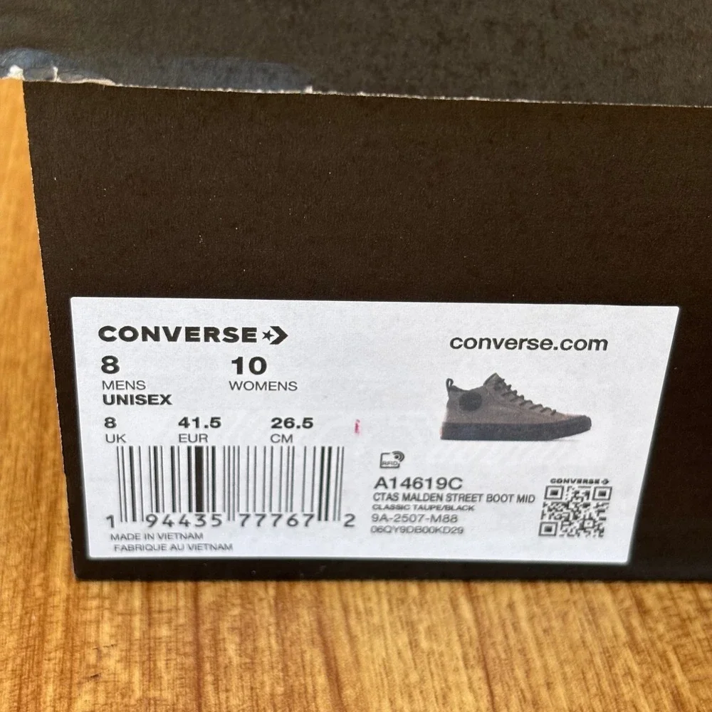 Converse Malden Street Boot Mid Mens 8 Womens 10 Taupe A14619C NEW